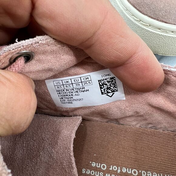 Toms Lenox Bloom Basketweave Sneaker Womens 8.5 Pink Leather Lace Up Trainers - Picture 9 of 11